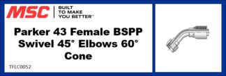 Parker 43 Female BSPP Swivel 45° Elbows 60° Cone